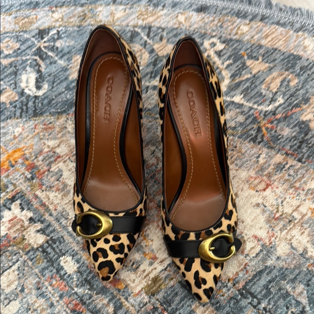 Coach Brown and Black Leopard Print Heels